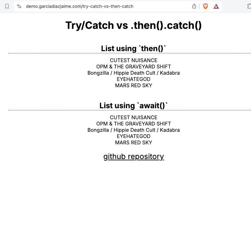 Try/Catch vs .then().catch()