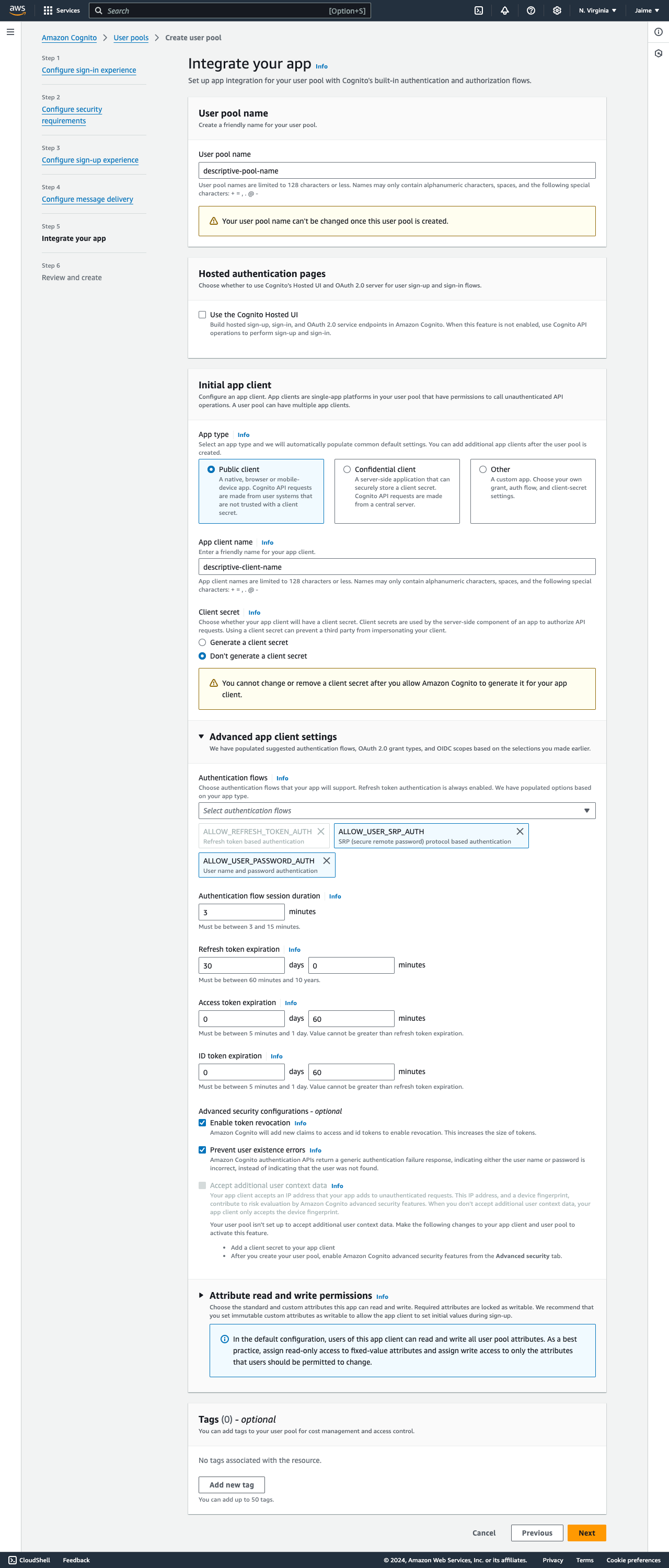 AWS Cognito Step 5