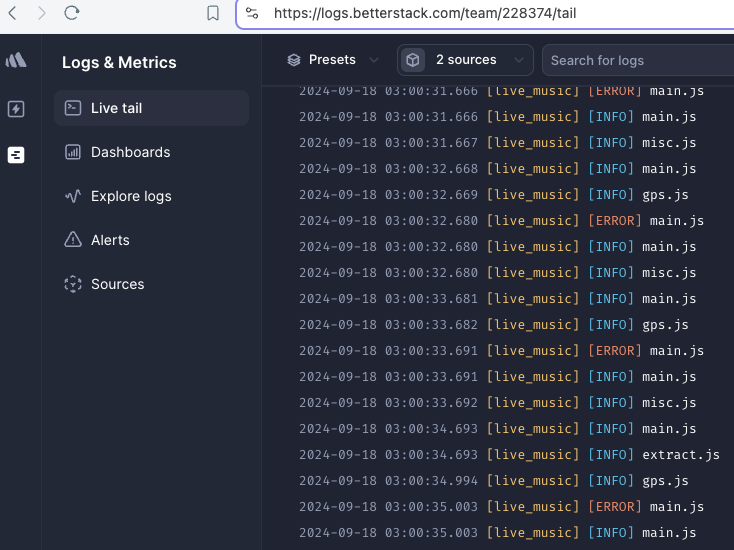 Logs in BetterStack